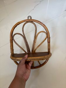 Rattan/Cane Wall Shelf with Plants