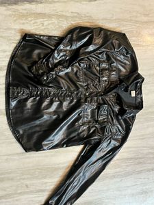 Black Leather Shirt-Style jacket