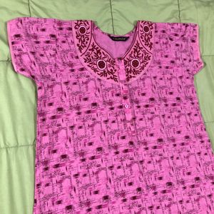 🌸 Vibrant Pink Printed Nightgown 🌸