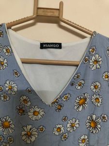 Light Blue Floral Tiered Dress