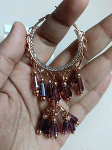 Boho Hoop Earrings with Purple Beads