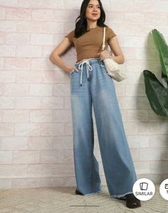 Stylish Wide-Leg Denim Pants