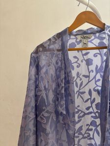 Sheer Floral Print Over Coat