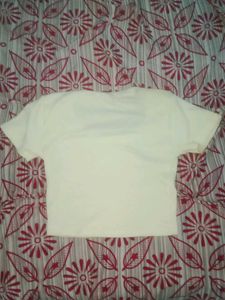 Cream Cropped T-Shirt
