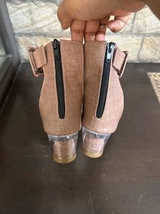 Blush Nude Block Heels with Transparent Heel