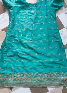 Turquoise Embroidered Kurta