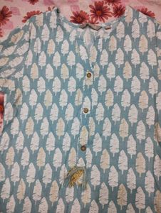 Light Blue Printed Kurta by AVAASA