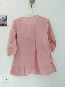 Pink Embroidered Cotton Kurti