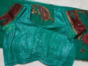 Elegant Saree With Stitched Blouse &amp; Chaniya