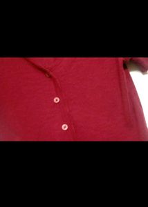 Maroon Button-Up Cropped Top