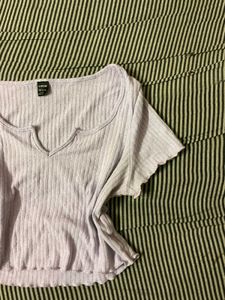 Shein Lavender Ribbed Crop Top