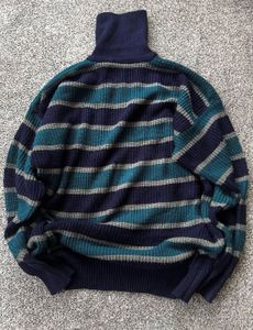 Striped Quarter-Zip Knit Sweater