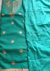 sea green dresse material with dupatta embroidered