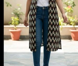 Elegant Floral Print Open Front Shrug
