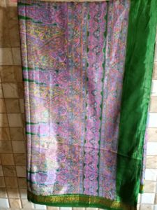 Vibrant Paisley Print Silk Saree