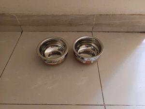 Unused 2 Pieces Stainless Steel Bowls Copper Base
