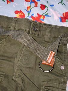 Olive Green Cargo Pants with Belt