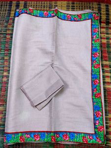 Elegant Shimmering Saree with Floral Border