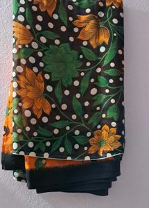 Vibrant Orange Polka Dot Saree