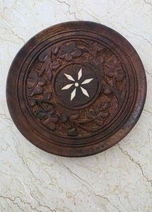 Hand Carved Wooden Decorative Plate