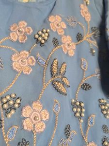 Beautiful Blue Embroidered Gown