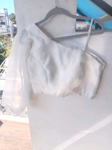 Chic White One-Shoulder Blouse