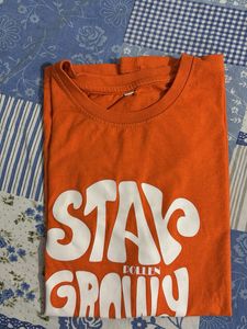 Orange "Stay Groovy" Graphic T-Shirt