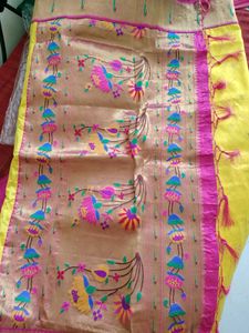 Vibrant Yellow Silk Saree