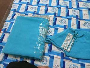 Ethnic blue saree💙with stiched blouse
