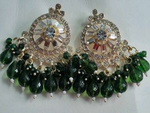 Elegant Green Stone Jhumka Earrings
