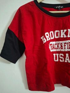 Red Brooklyn Cropped T-Shirt