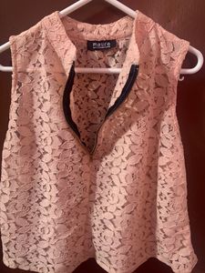 BRAND NEW WOMEN PEACH COLOURED SELF DESIGN TOP