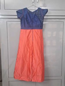 Elegant Blue & Orange Gown