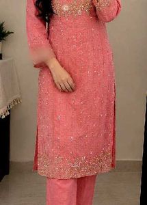Beautiful Embellished Peach Kurta Set