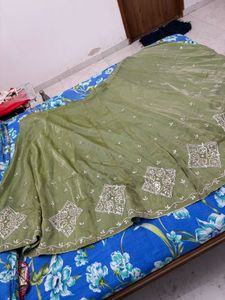Unstitched Green Lehenga and Duppatta