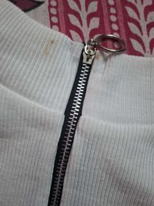 Ribbed Mock Neck Zip-Up Top