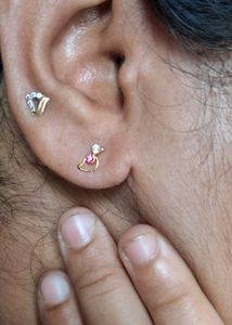 Charming Stud Earrings with Pink & White Stones