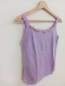 Lavender Lace Trim Tank Top