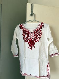 Embroidered White Kurta