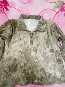 Stylish Pleated Button-Up Top