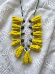 Handmade Yellow Floral Pearl Necklace