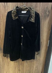 Vintage Velvet Leopard Trim Jacket