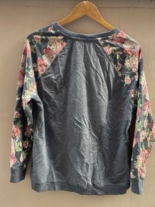 Grey Floral Sleeve Sweatshirt