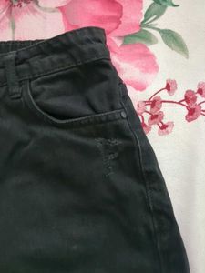 Black Distressed Denim Shorts