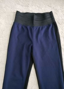Navy Blue &amp; Black Side Stripe Pants
