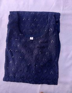 Elegant Navy Blue Embellished Kurta