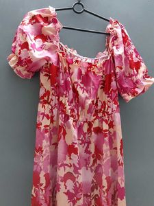 Floral Print Square Neck Dress