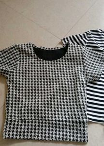 Chic Black &amp; White Striped &amp; Houndstooth Tops