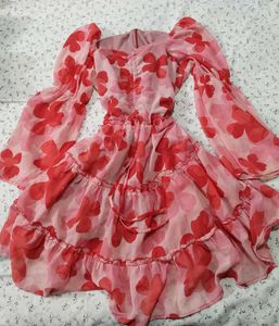 Flowy Pink Floral Mini Dress