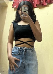Black Wrap Around Crop Top